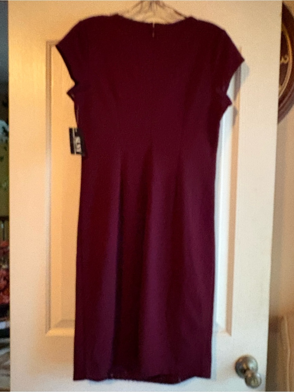 SLNY Plum Lace-Sequined Cap Sleeve Midi Dress - Picture 2 of 4
